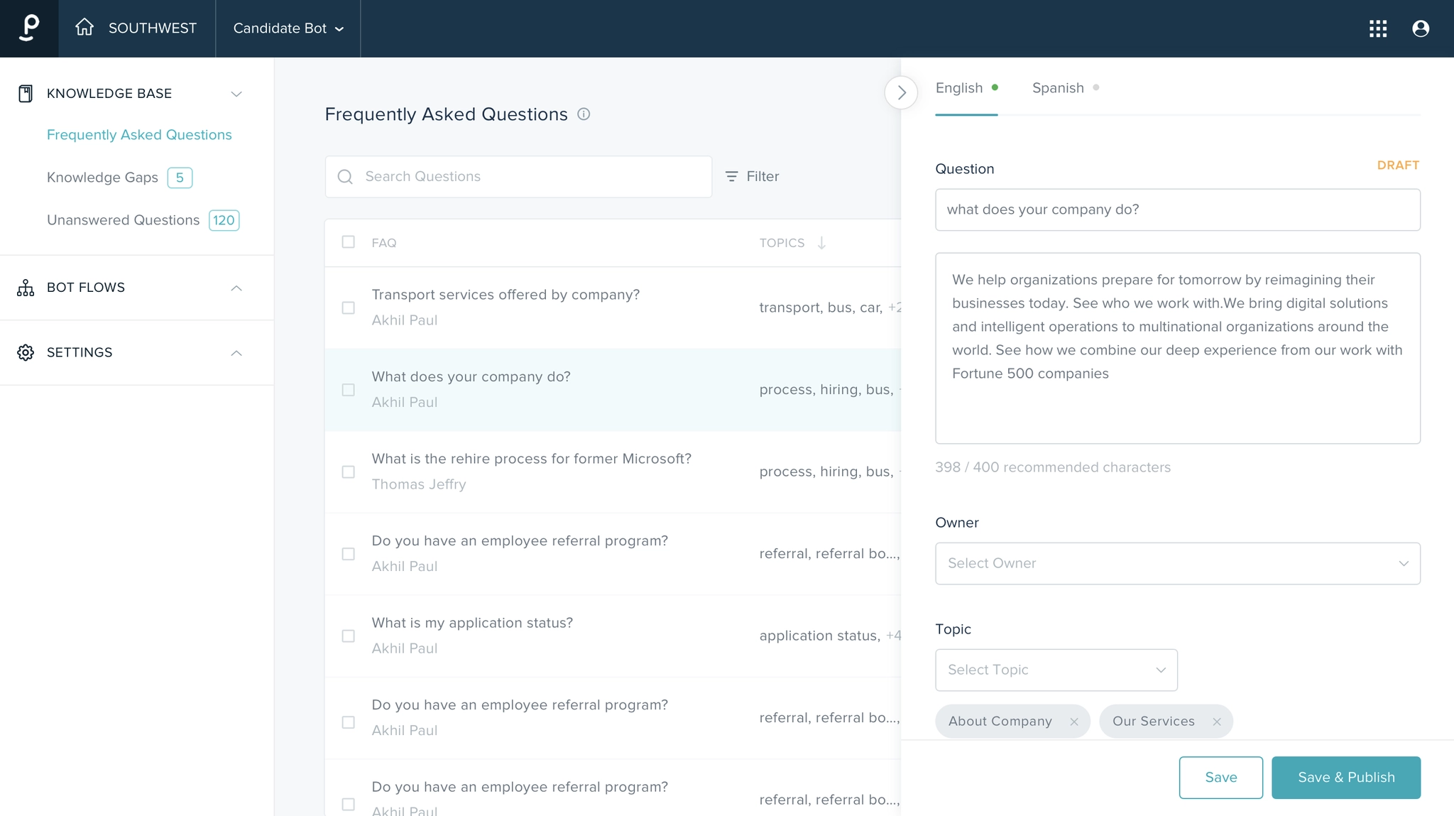 FAQ sidepanel